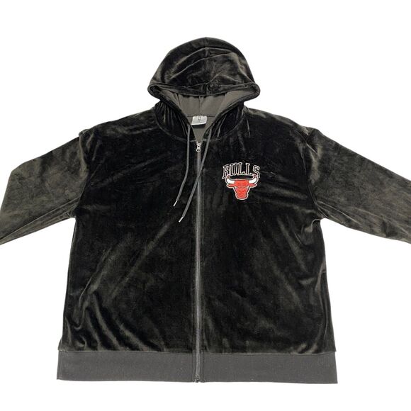 Chicago Bulls Jacket Mens XL Black NBA Basketball Sports Hooded Full Zipper - Picture 7 of 15